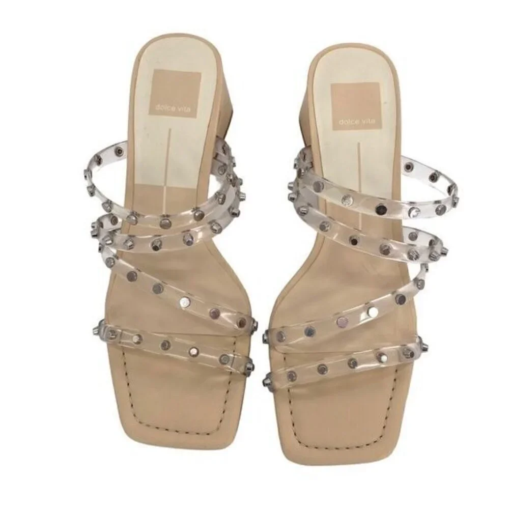 Dolce Vita Marie Strappy Heeled Sandals Crystal Vinyl